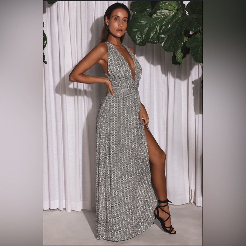 Lulu’s black and white print maxi dress